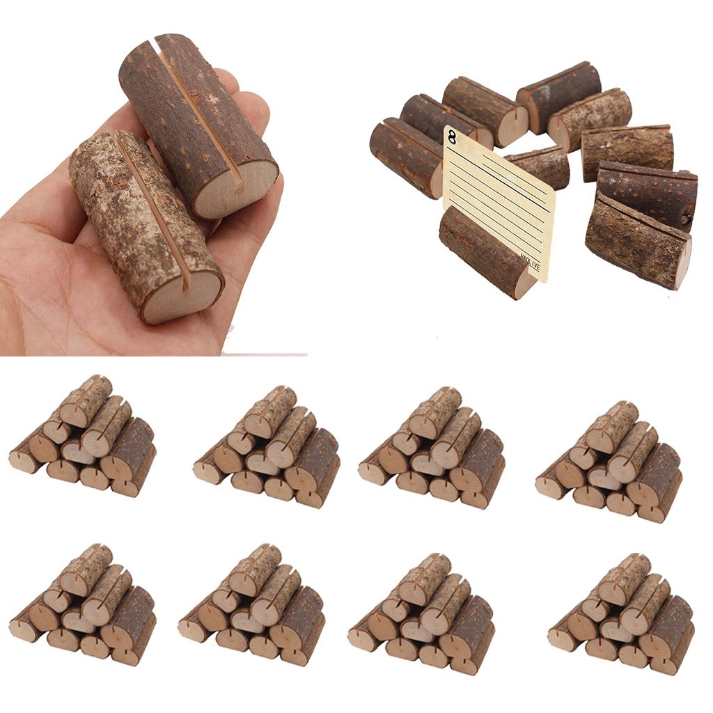 80pcs Rustic Wooden Place Card Holder Party Wedding Table Name Card Holder