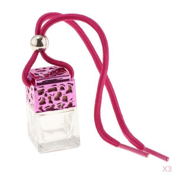 3Pcs Mini Refillable Clear Glass Perfume Bottle Hanging Pendant for Car