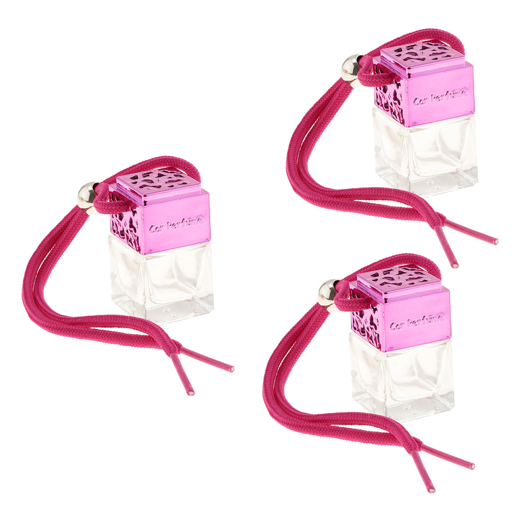 3Pcs Mini Refillable Clear Glass Perfume Bottle Hanging Pendant for Car