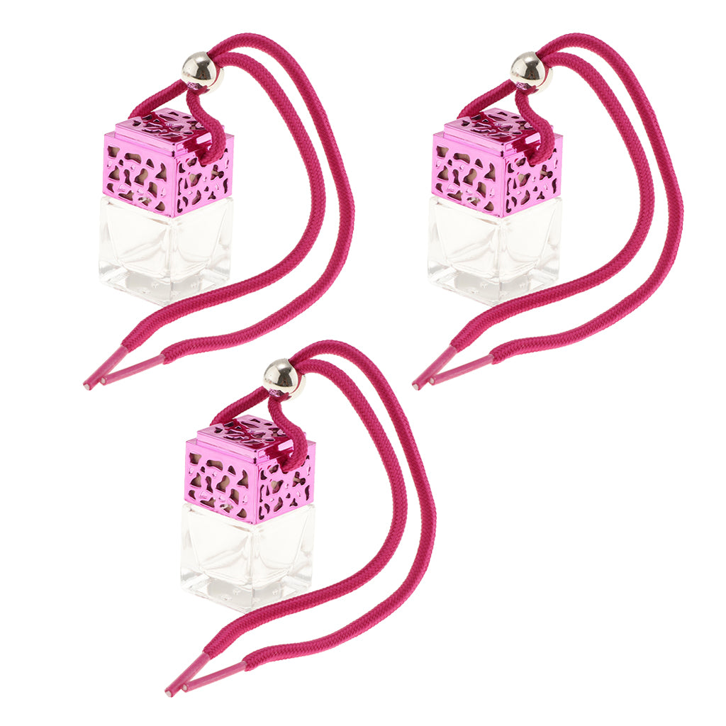 3Pcs Mini Refillable Clear Glass Perfume Bottle Hanging Pendant for Car