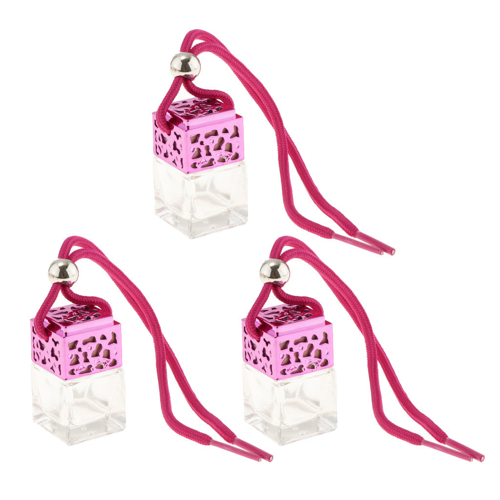 3Pcs Mini Refillable Clear Glass Perfume Bottle Hanging Pendant for Car