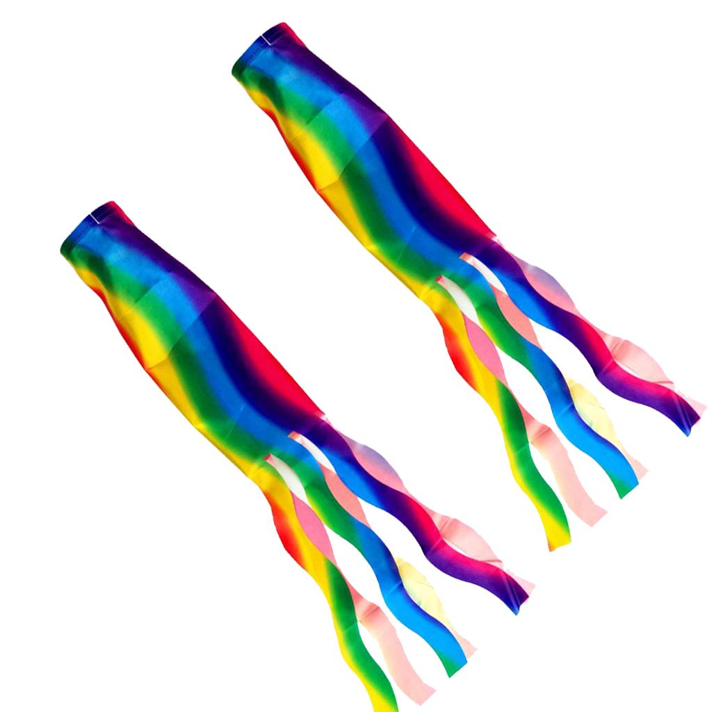 2Pcs Windsock Polyester Outdoor Garden Wind Sock Decoration 70cm Rainbow