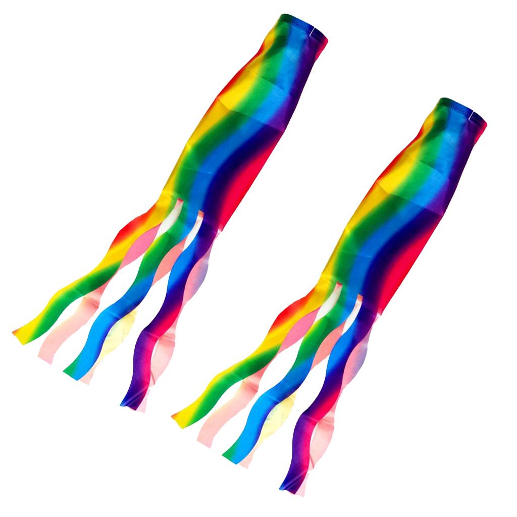 2Pcs Windsock Polyester Outdoor Garden Wind Sock Decoration 70cm Rainbow