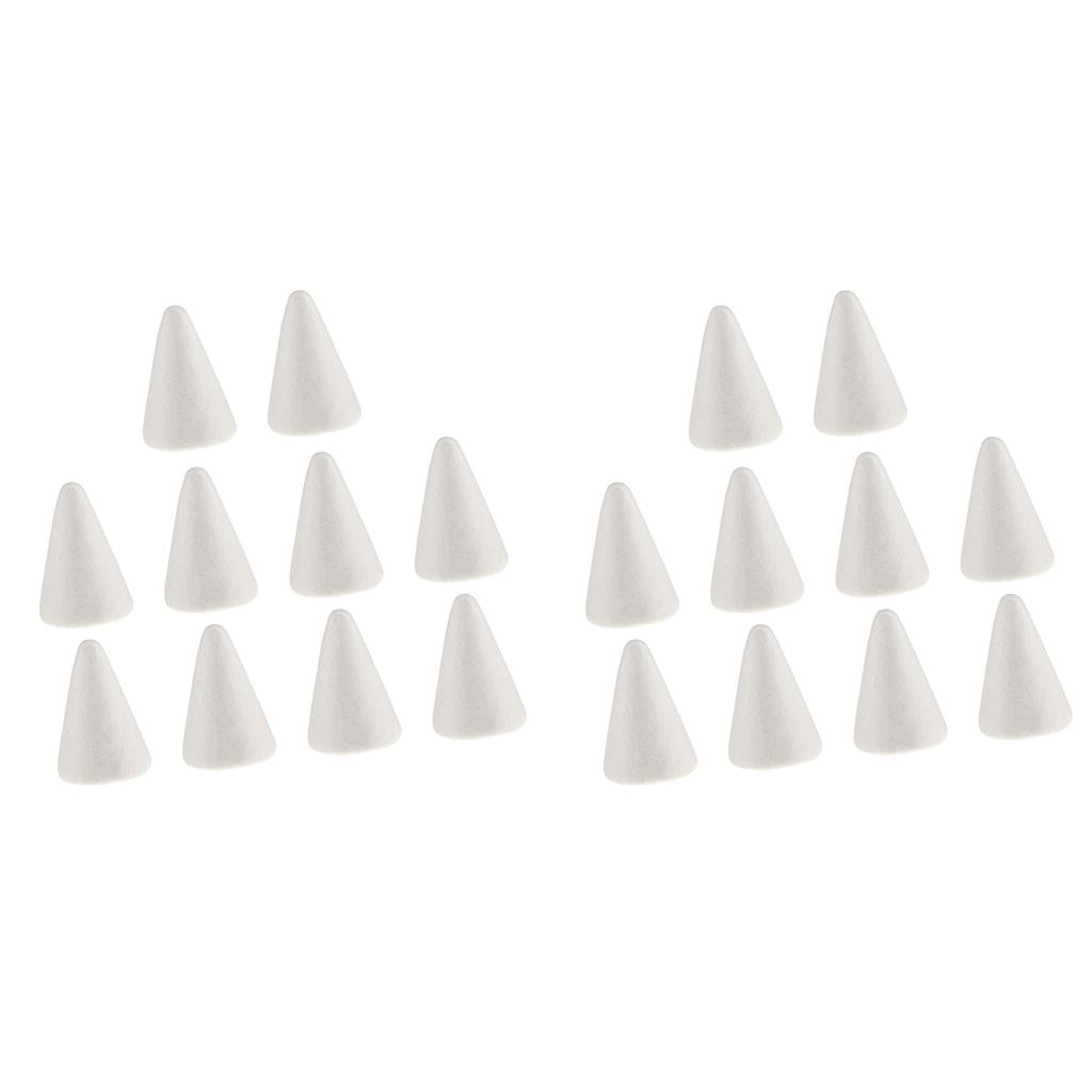 20pcs White Cone Shape Styrofoam Doll Ornament for Party Decor DIY Kid Craft