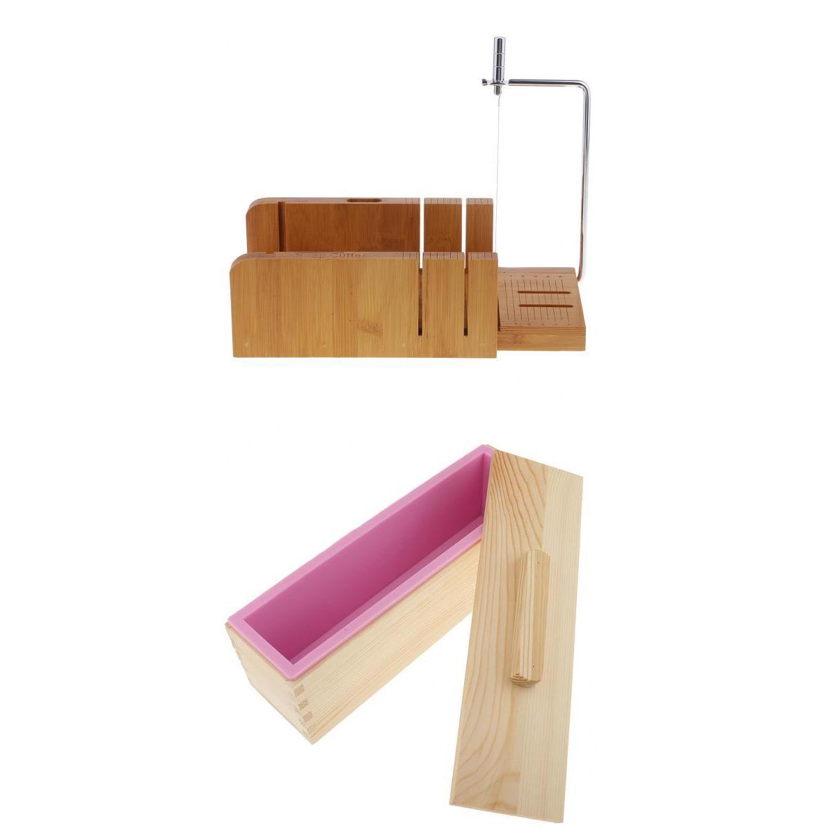 2Pcs Wooden Soap Cutter with Beveler Wire Slicer Soap Making Loaf Mould