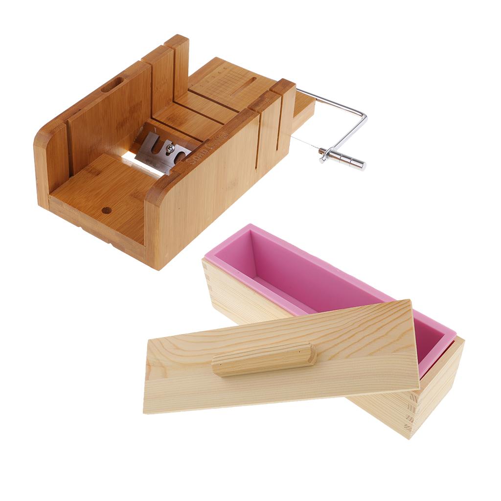 2Pcs Wooden Soap Cutter with Beveler Wire Slicer Soap Making Loaf Mould