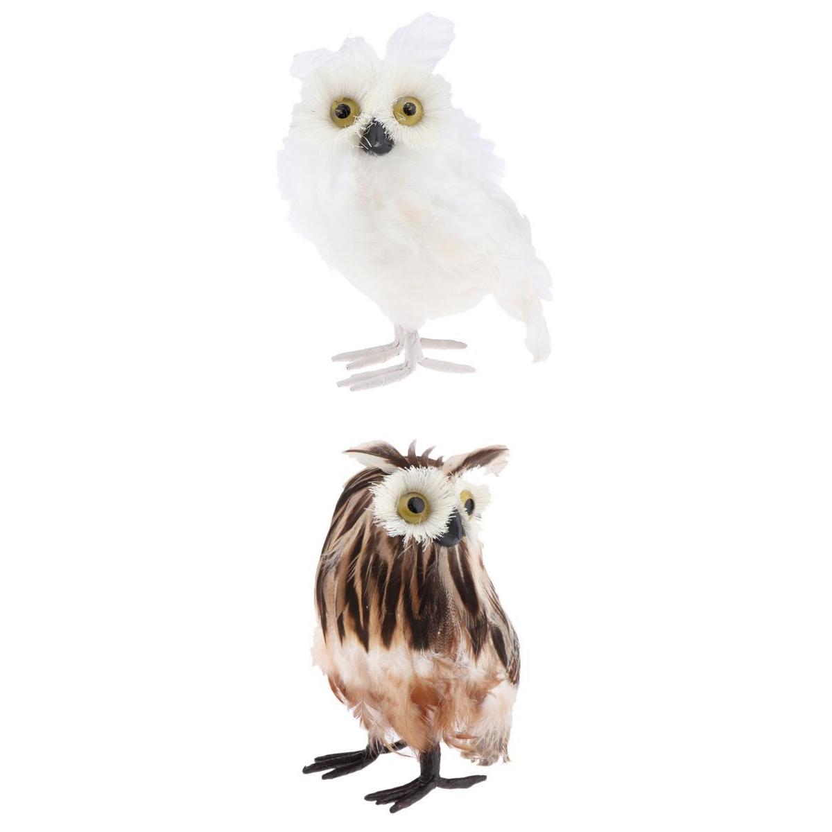 2pc Artificial Realistic Owl Figure Home Outdoor Garden Office Desk Ornament