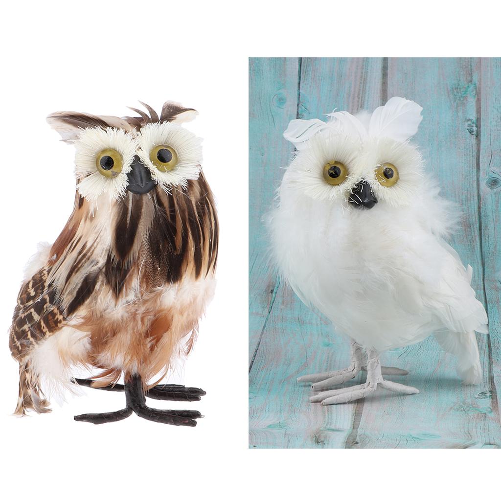 2pc Artificial Realistic Owl Figure Home Outdoor Garden Office Desk Ornament