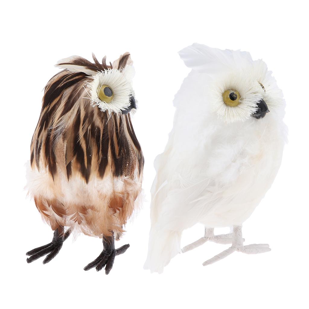 2pc Artificial Realistic Owl Figure Home Outdoor Garden Office Desk Ornament