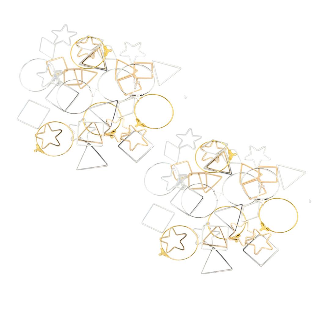 72 Pieces Silver & Gold Trendy Geometric Simple Earring Finding Charms Craft