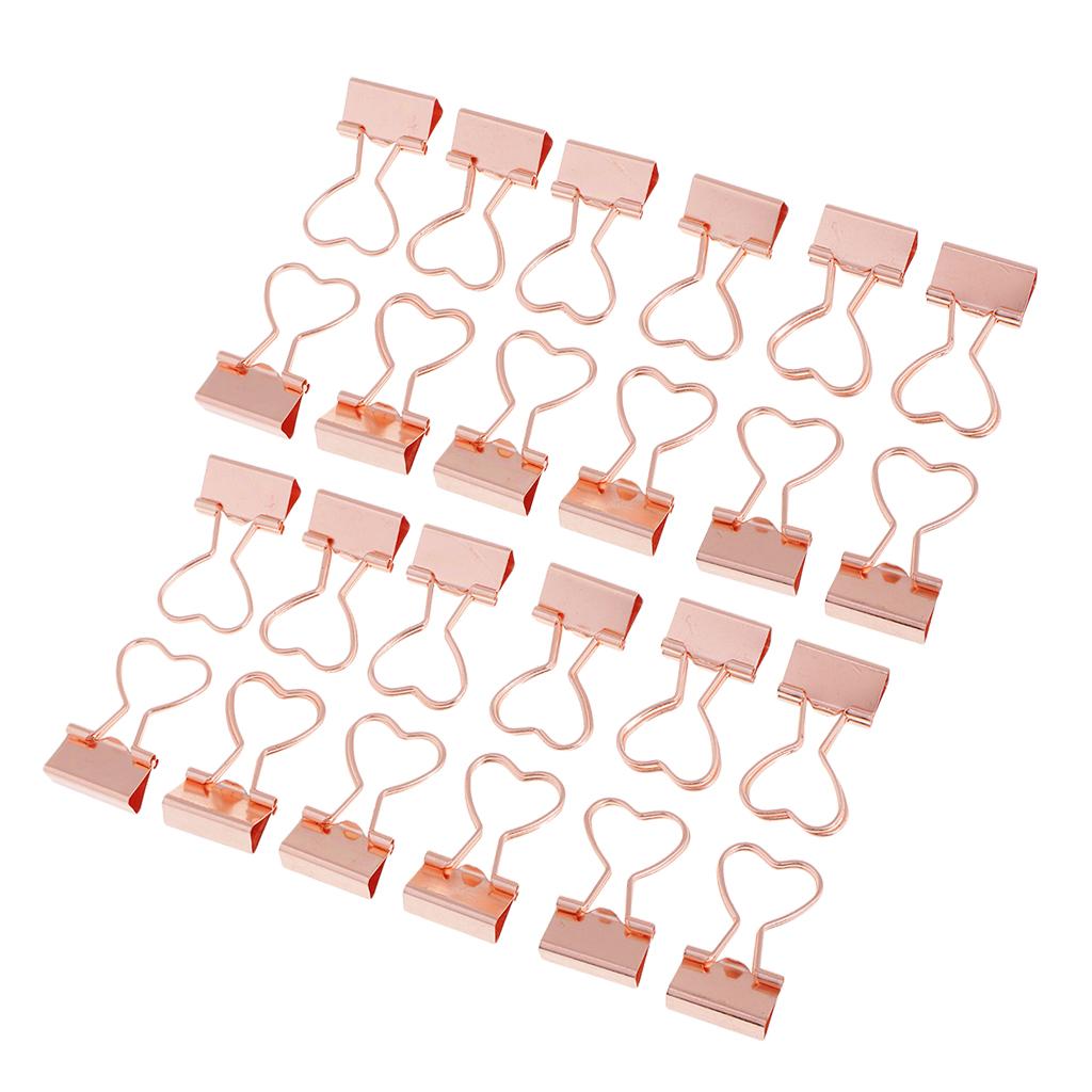 24 Pieces Metal Foldback Binder Clips School Office Paper Clips Rose gold