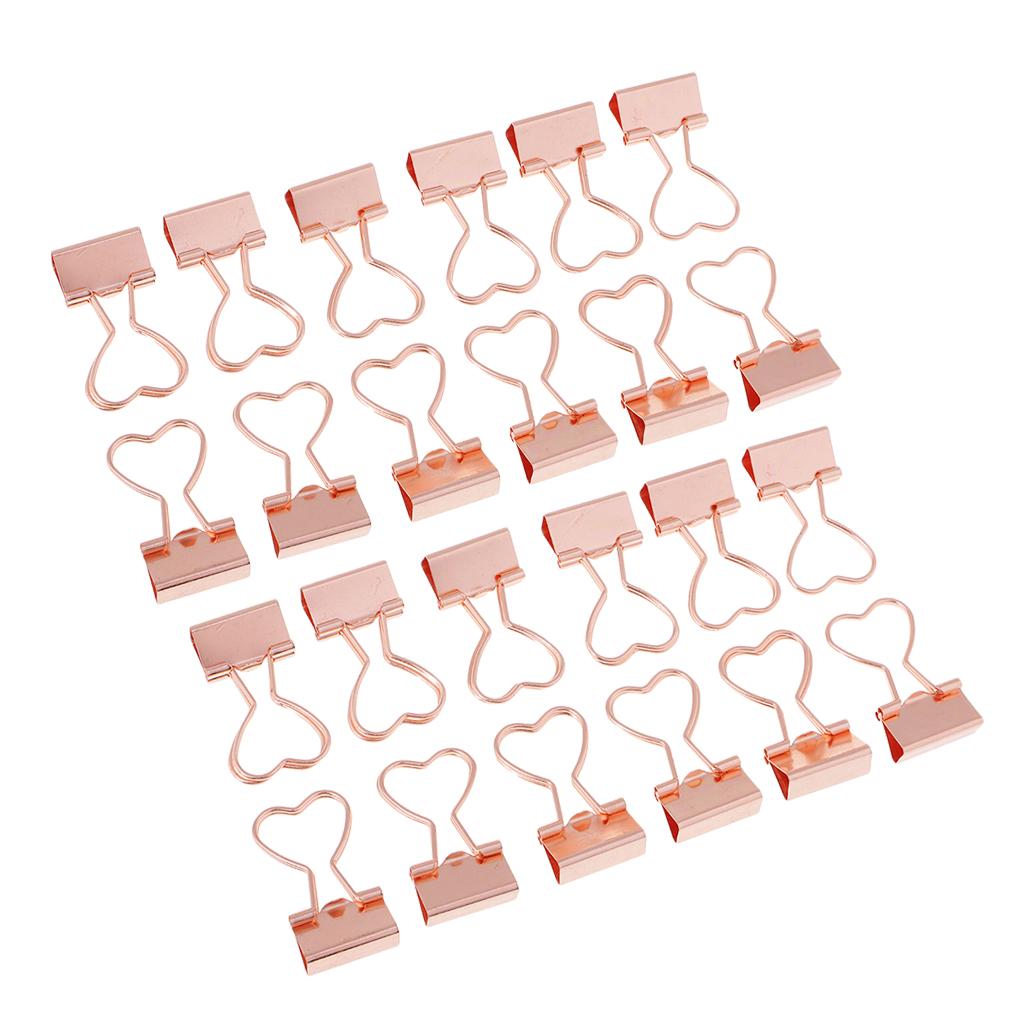 24 Pieces Metal Foldback Binder Clips School Office Paper Clips Rose gold