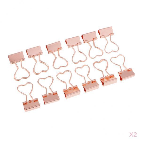 24 Pieces Metal Foldback Binder Clips School Office Paper Clips Rose gold
