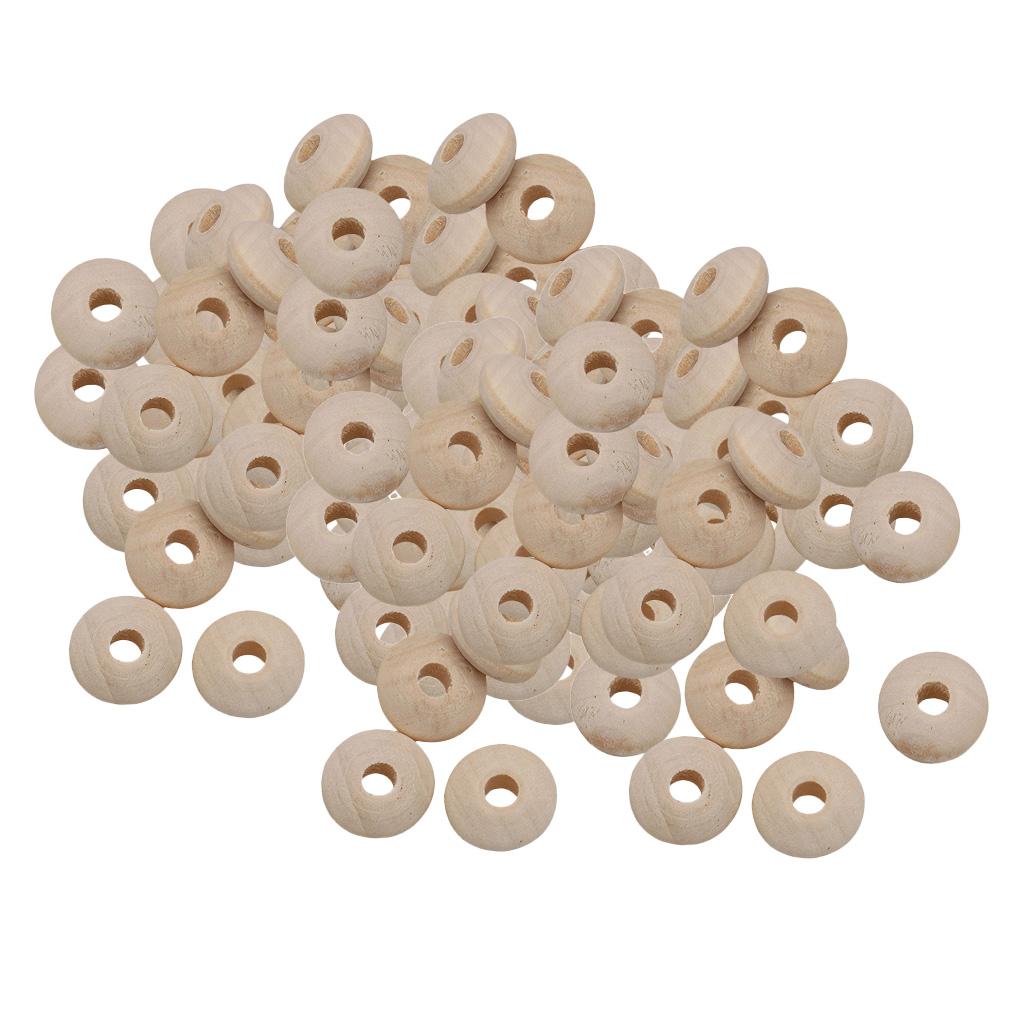 100 Pieces Natural Wooden Beads Large Hole Spacers Jewelry Making Charms Lot