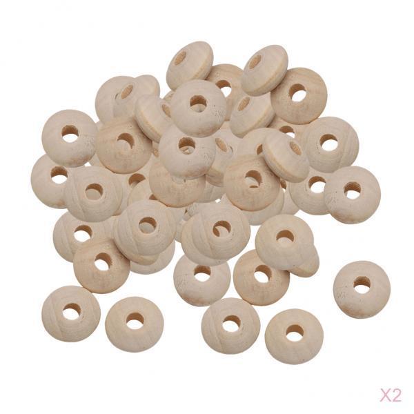 100 Pieces Natural Wooden Beads Large Hole Spacers Jewelry Making Charms Lot