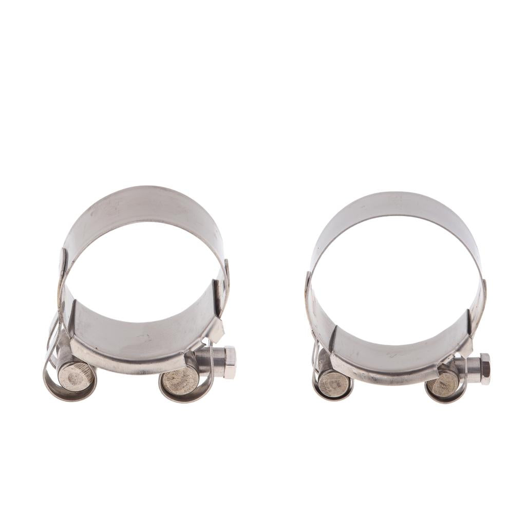 2pcs Motorbike Exhaust Clamp Clip SS Muffler Silencer Clamps 52-55mm 44-47