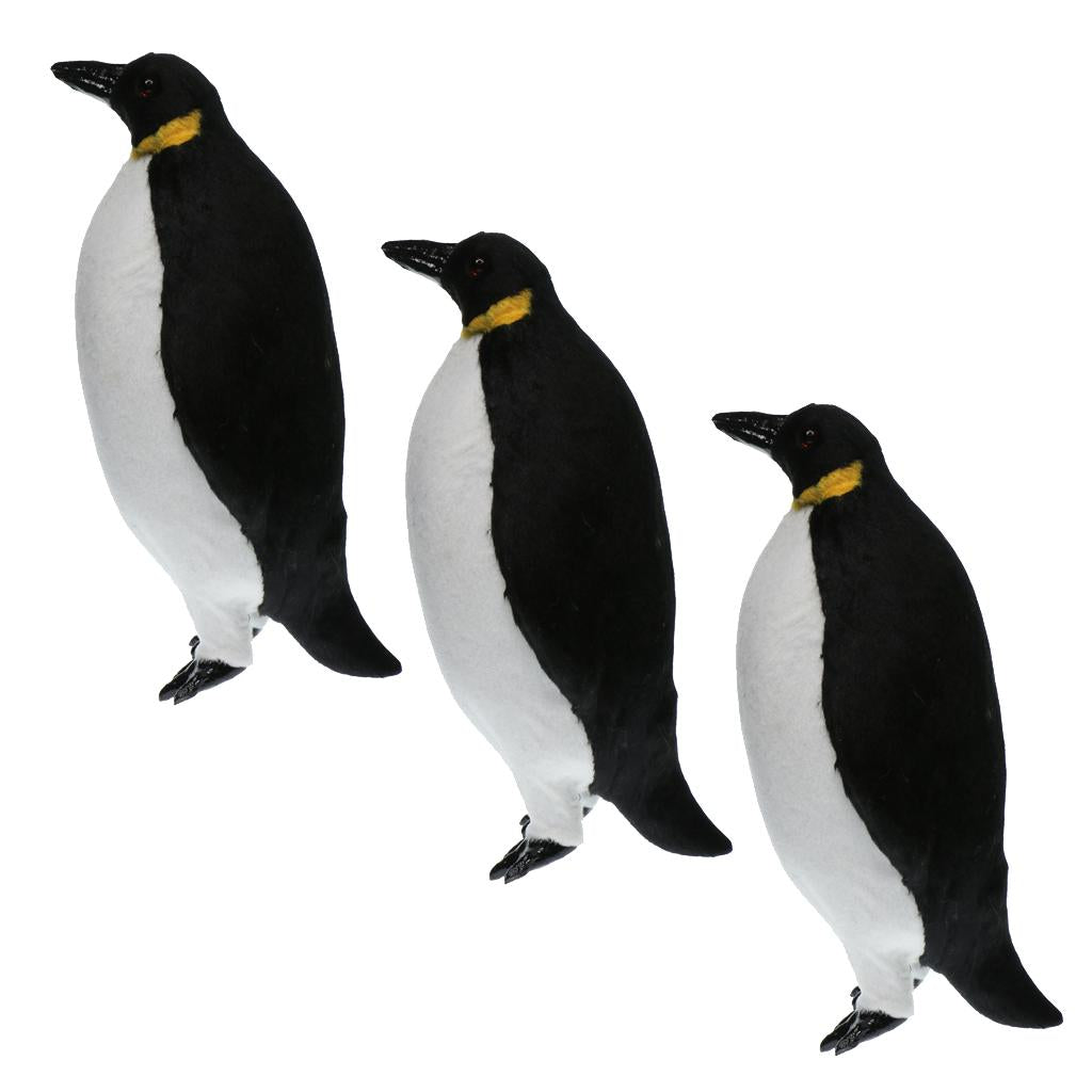 3Pcs Artificial Simulation Ornaments Feathered Fake Penguin Decor S+M+L Gift