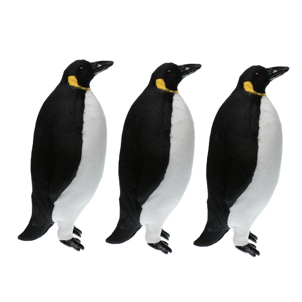 3Pcs Artificial Simulation Ornaments Feathered Fake Penguin Decor S+M+L Gift
