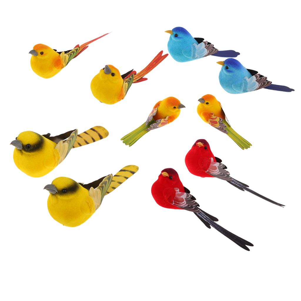 10Pcs Artificial Realistic Decor Fake Bird Simulation Home Ornament Bird