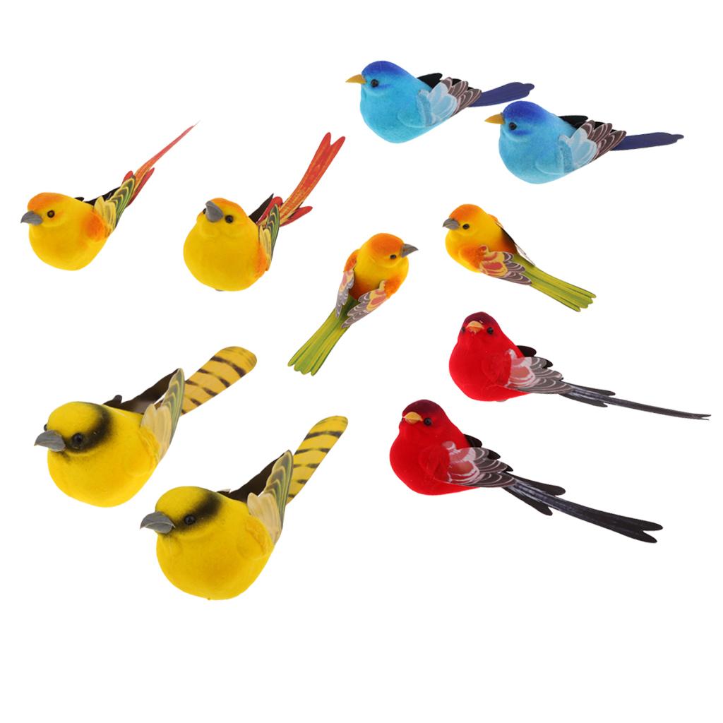 10Pcs Artificial Realistic Decor Fake Bird Simulation Home Ornament Bird