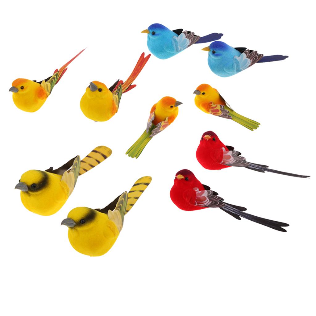 10Pcs Artificial Realistic Decor Fake Bird Simulation Home Ornament Bird