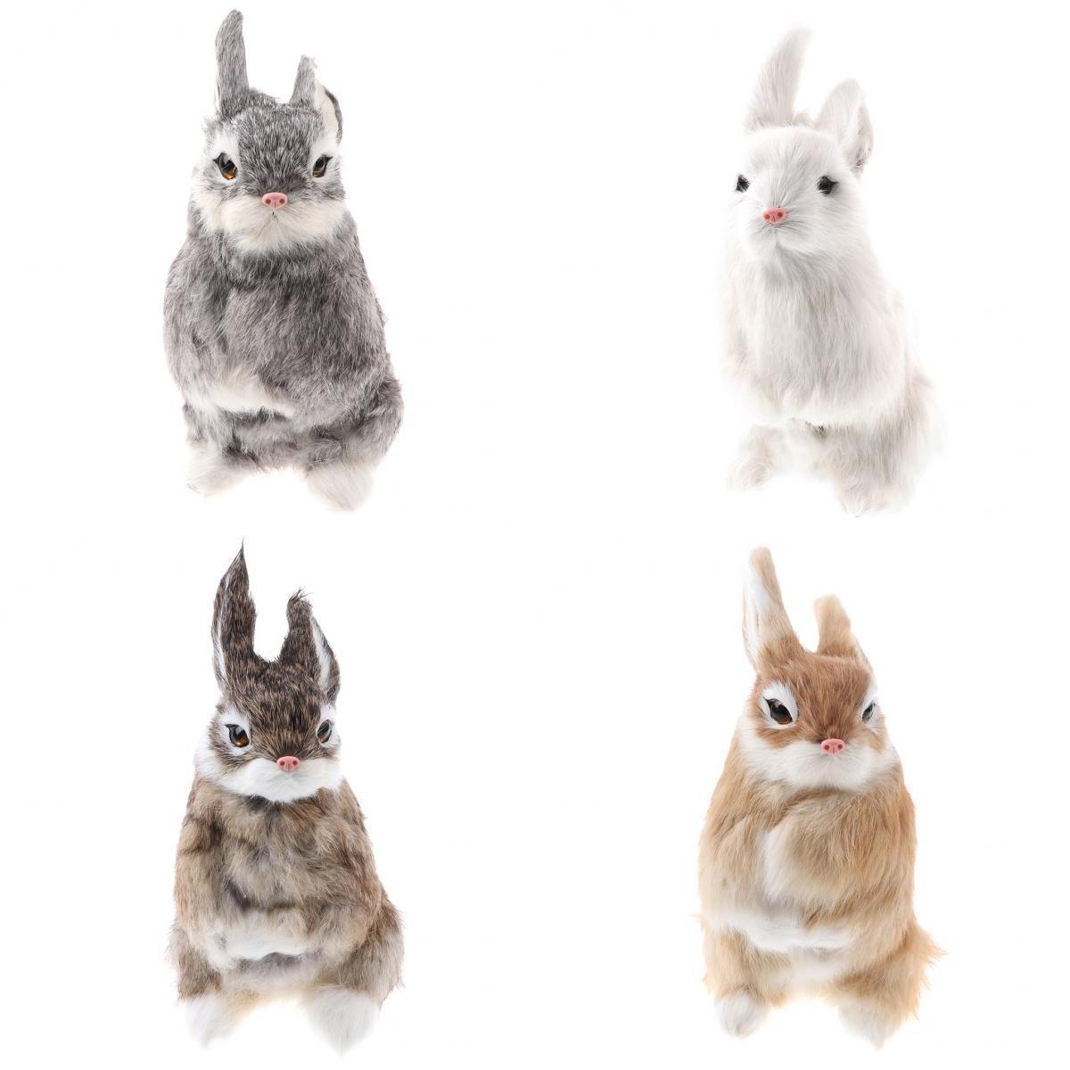 4x Realistic Animal Figure Simulation Crouch Rabbit Toy Kid's Birthday Gift