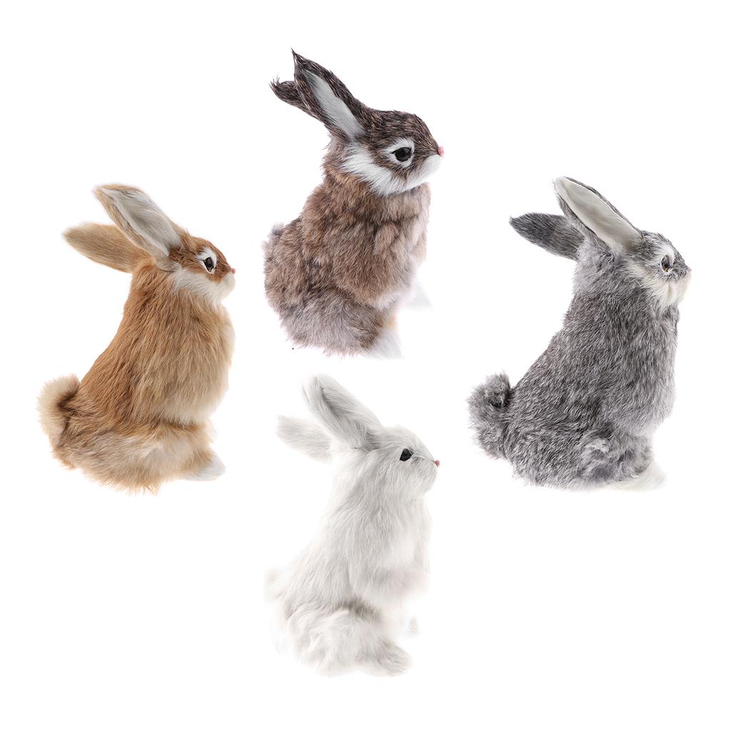 4x Realistic Animal Figure Simulation Crouch Rabbit Toy Kid's Birthday Gift
