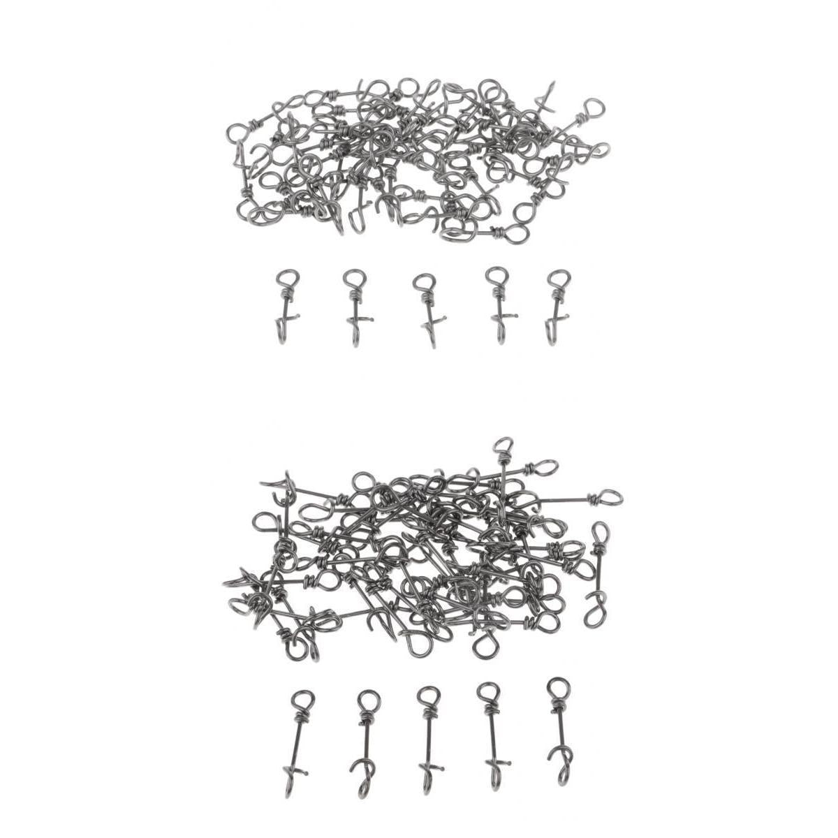 100 Pieces Stainless Steel Quick Lock Fishing Snap Clip Swivel Connectors