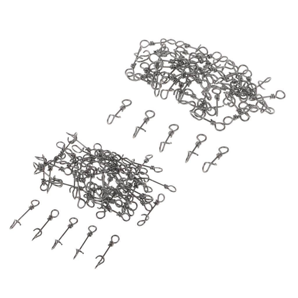 100 Pieces Stainless Steel Quick Lock Fishing Snap Clip Swivel Connectors