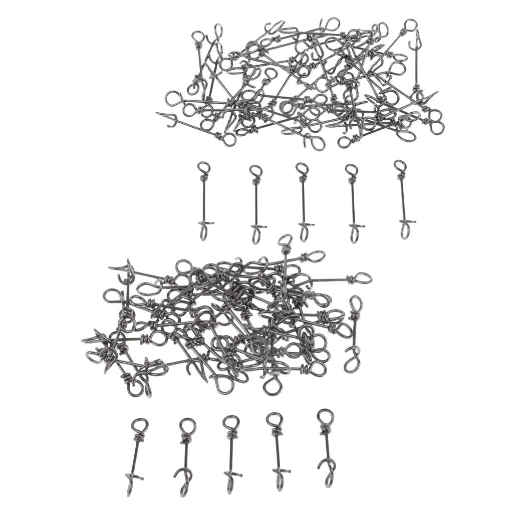 100pcs Stainless Steel Quick Lock Fishing Snap Clip Swivel Connectors