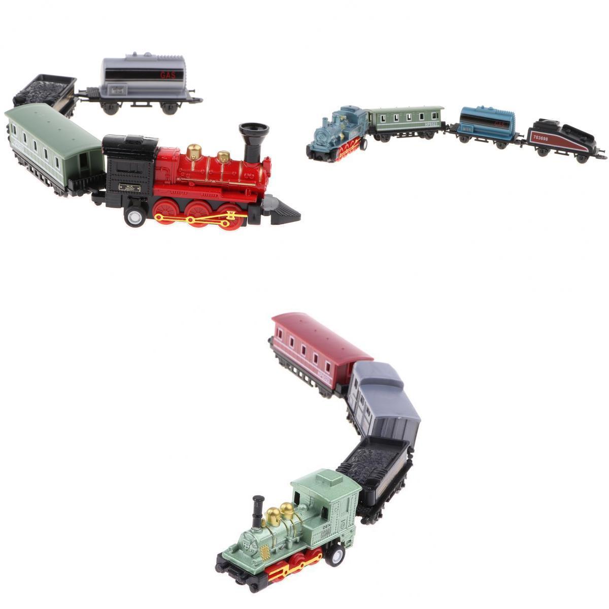 3pcs/set Alloy Diecast Retro Steam Train Pull Back Car Set Kids Toy Gift