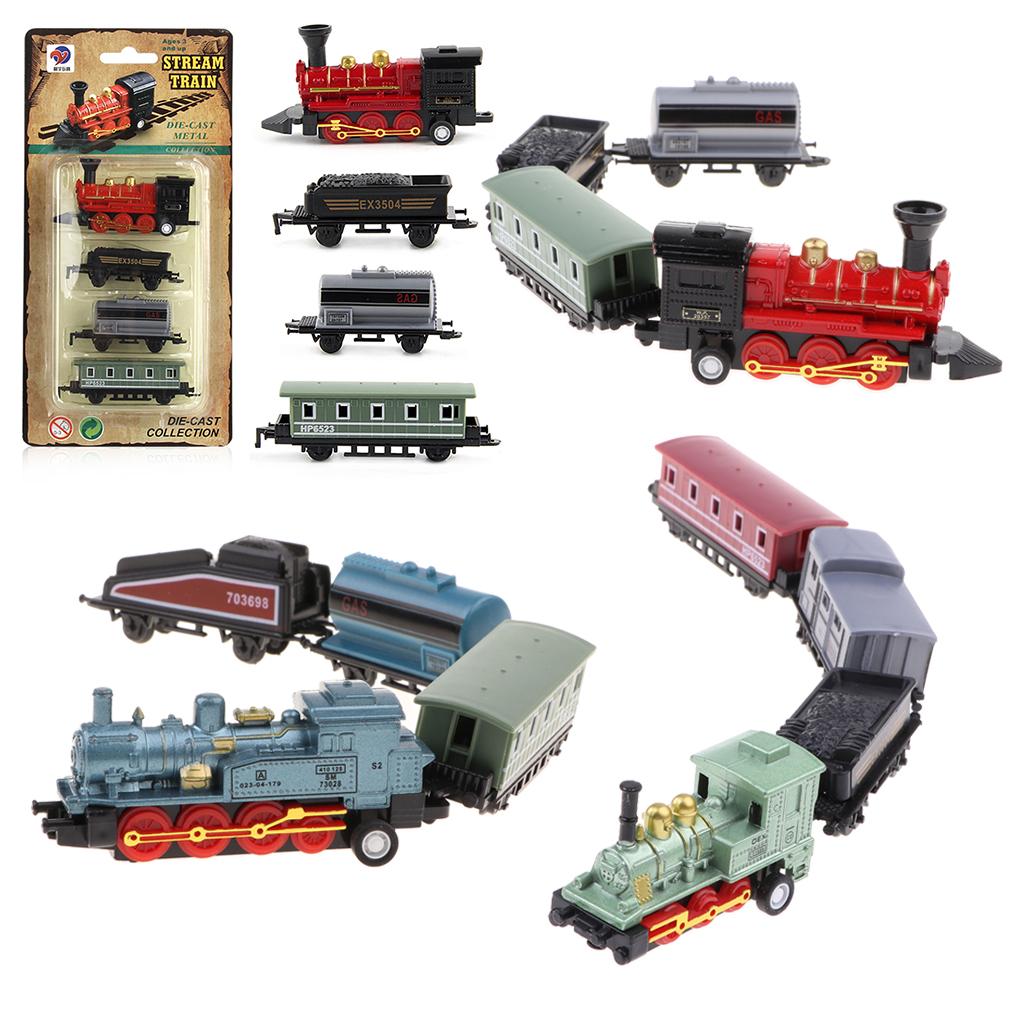 3pcs/set Alloy Diecast Retro Steam Train Pull Back Car Set Kids Toy Gift