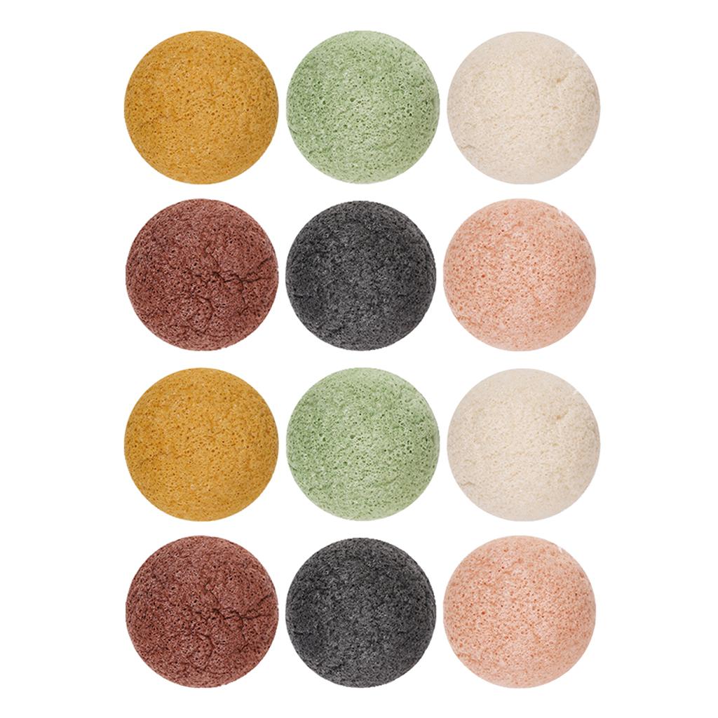 12Pieces Konjac Cleaning Sponge Puff Exfoliating Facial Sponge fo Deep Clean