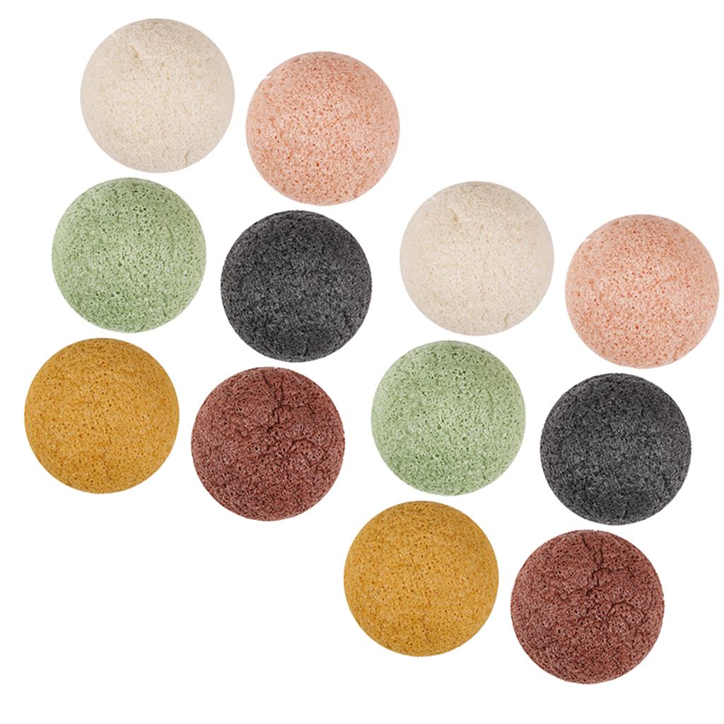 12Pieces Konjac Cleaning Sponge Puff Exfoliating Facial Sponge fo Deep Clean