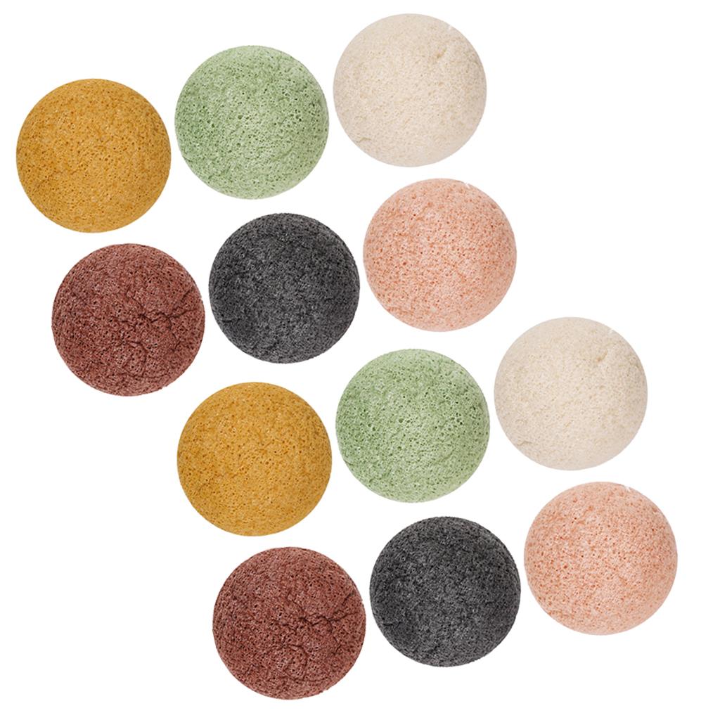 12Pieces Konjac Cleaning Sponge Puff Exfoliating Facial Sponge fo Deep Clean