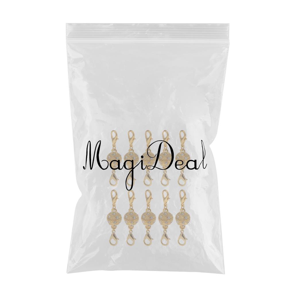 10Pcs Ball Rhinestone Lobster Magnetic Clasps Jewelry DIY Findings Gold