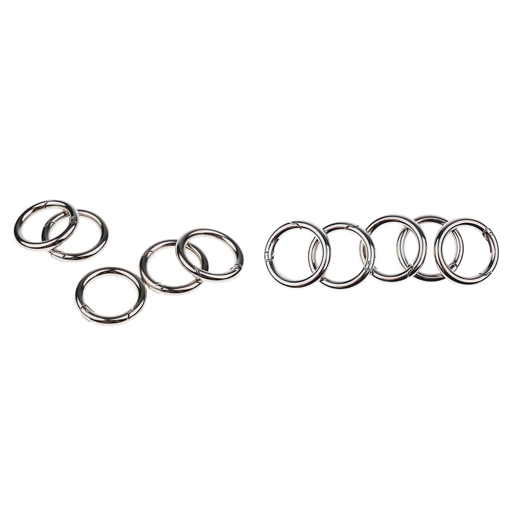 10 Piece Round Push Gate Snap Open Hook Spring Ring Key Chain Carabiner 35mm