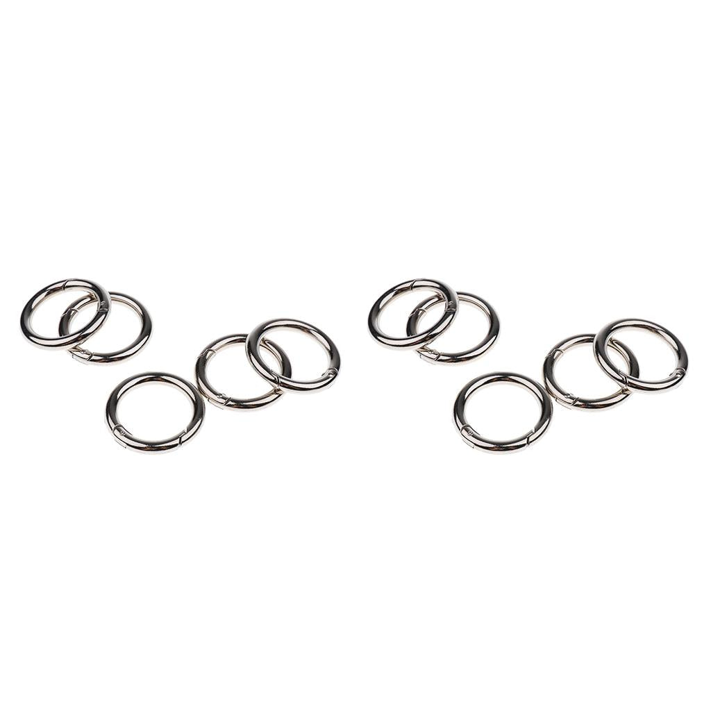 10 Piece Round Push Gate Snap Open Hook Spring Ring Key Chain Carabiner 35mm