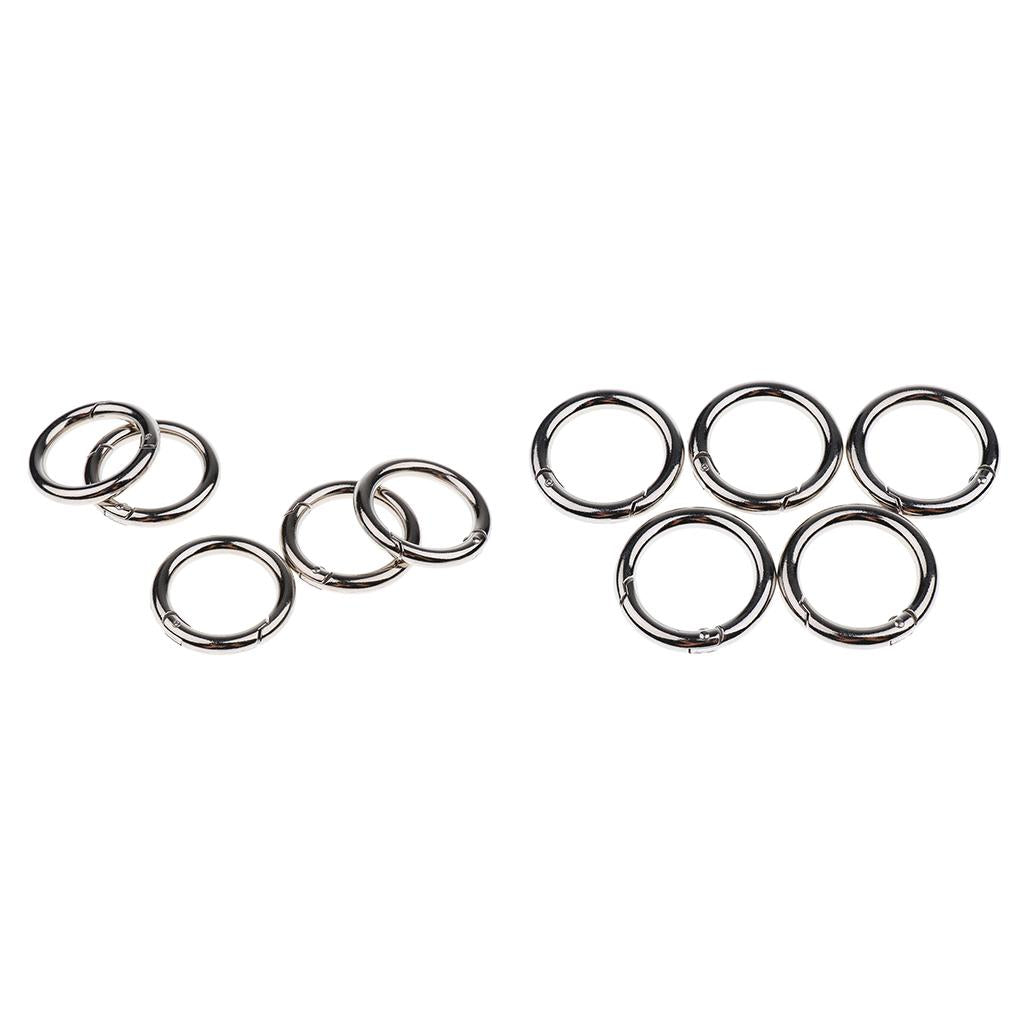 10 Piece Round Push Gate Snap Open Hook Spring Ring Key Chain Carabiner 35mm