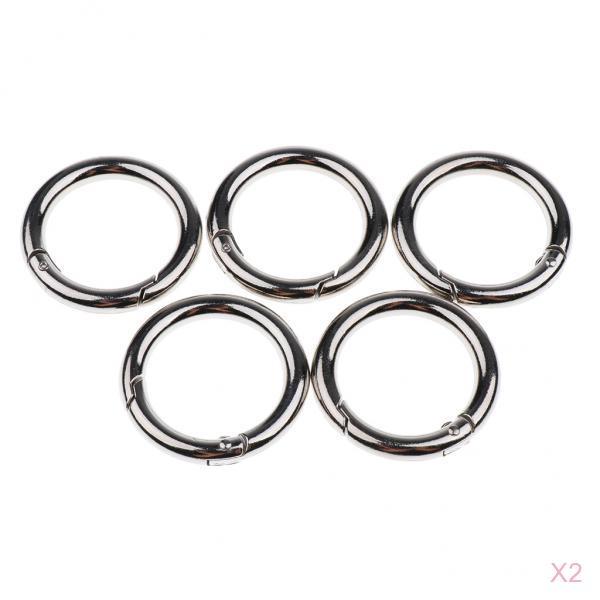 10 Piece Round Push Gate Snap Open Hook Spring Ring Key Chain Carabiner 35mm