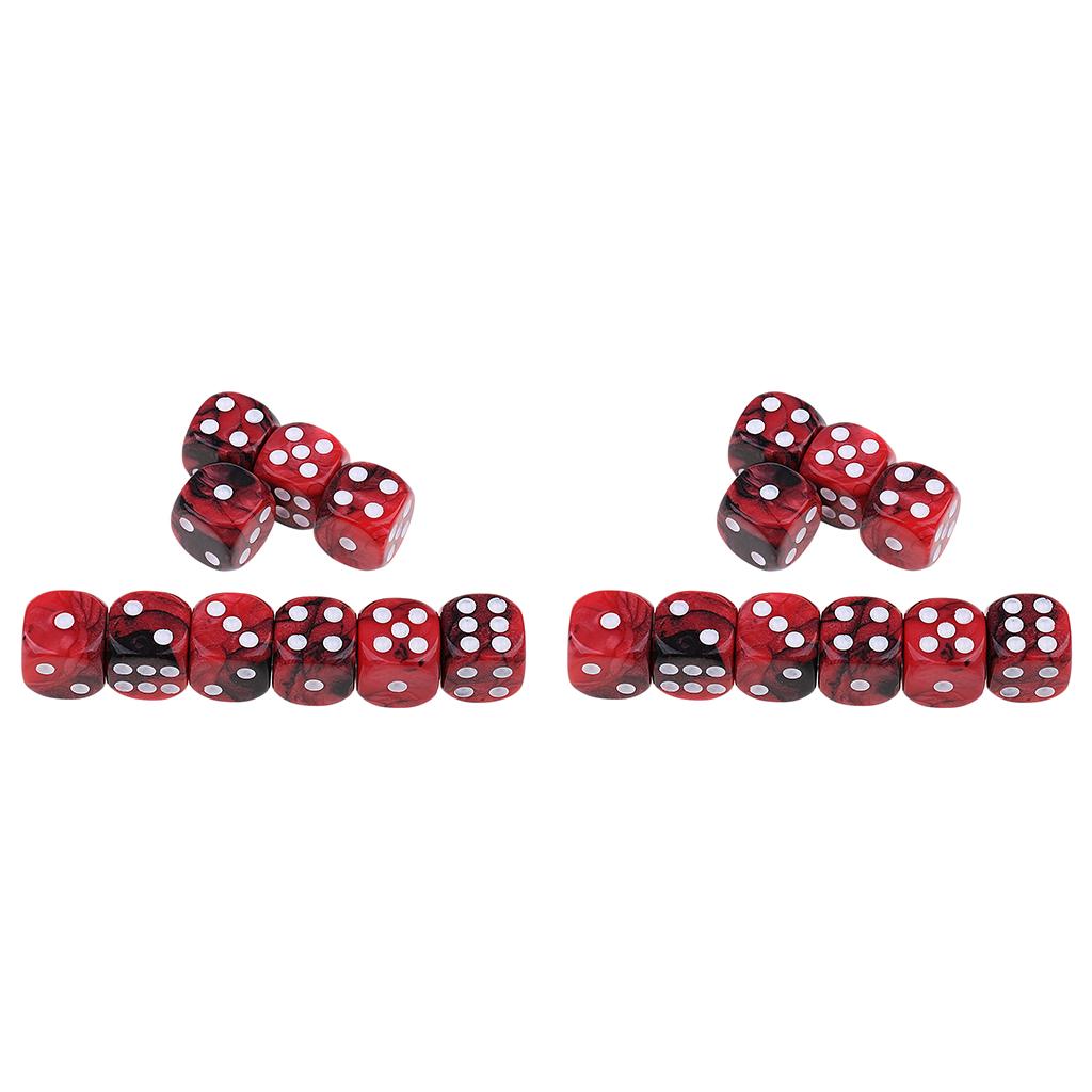 20x Six Sided D6 Dice Dotted For Dungeons and Dragons Prop Toy Red Black