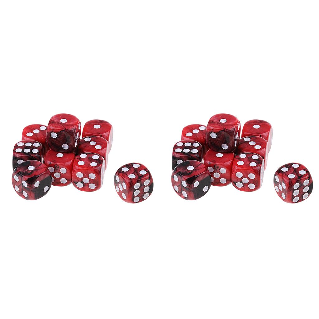 20x Six Sided D6 Dice Dotted For Dungeons and Dragons Prop Toy Red Black