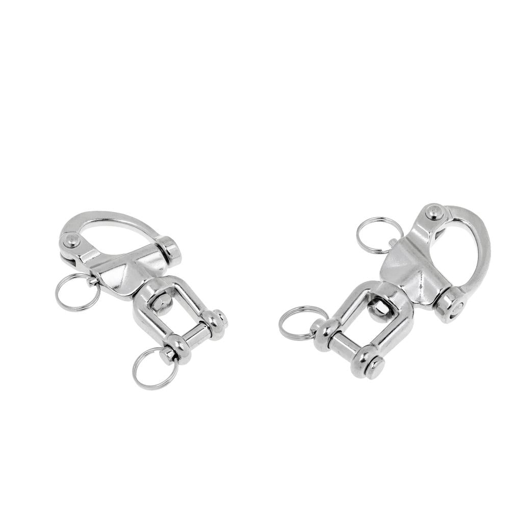 2 x Snap Swivel Stainless Steel Shackle Marine Boat Sail Hardware 9.3 x 4cm