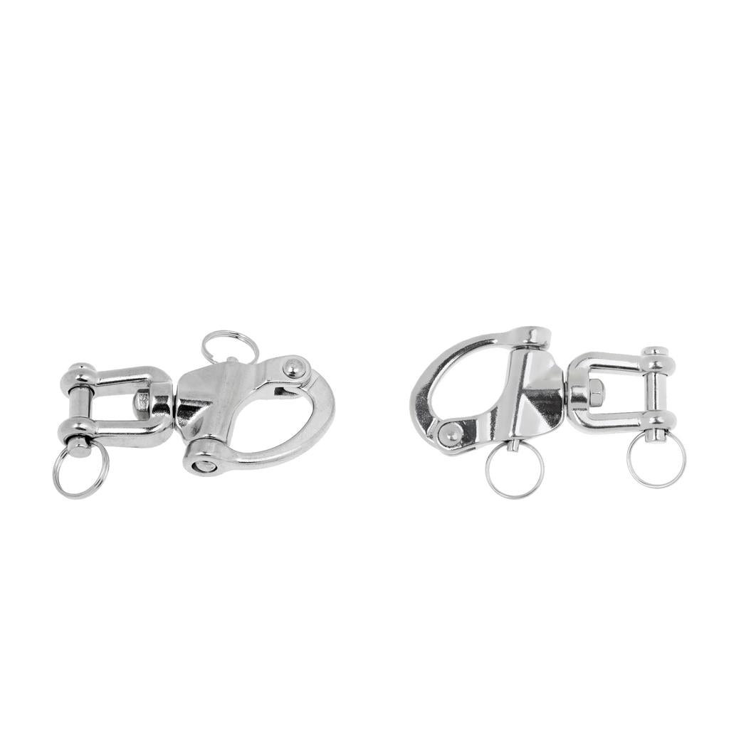 2 x Snap Swivel Stainless Steel Shackle Marine Boat Sail Hardware 9.3 x 4cm