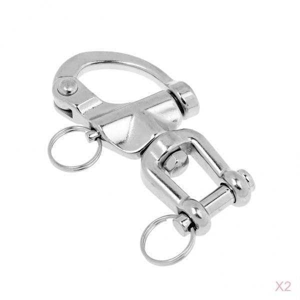 2 x Snap Swivel Stainless Steel Shackle Marine Boat Sail Hardware 9.3 x 4cm