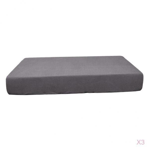 2/3/4pcs Stretch Spandex Jacquard Sofa Seat Cushion Covers Light Grey-3pcs