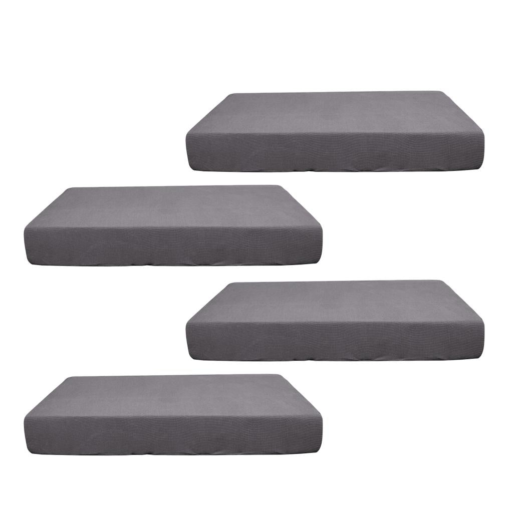 2/3/4pcs Stretch Spandex Jacquard Sofa Seat Cushion Covers Light Grey-4pcs