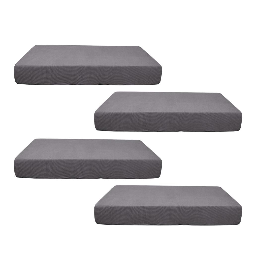 2/3/4pcs Stretch Spandex Jacquard Sofa Seat Cushion Covers Light Grey-4pcs