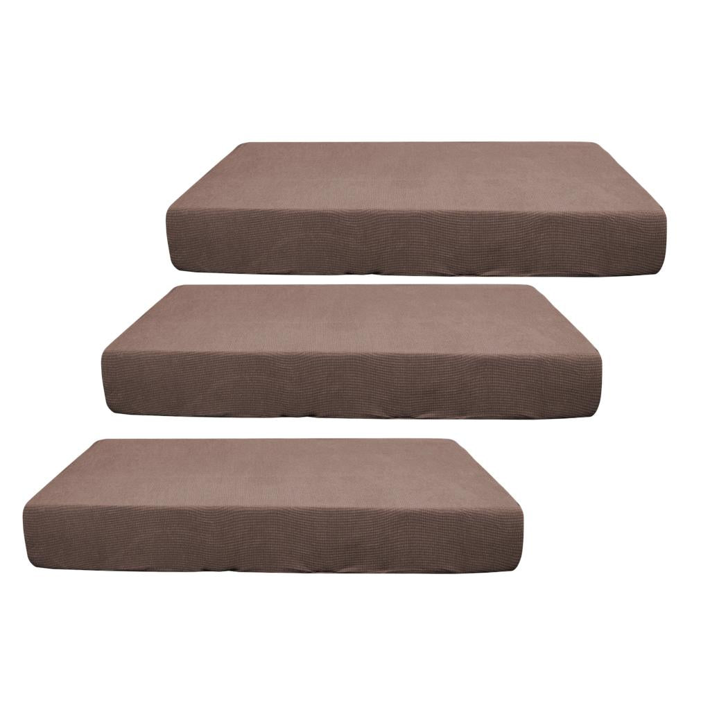 2/3/4pcs Stretch Spandex Jacquard Sofa Seat Cushion Covers Light Coffee-3pcs