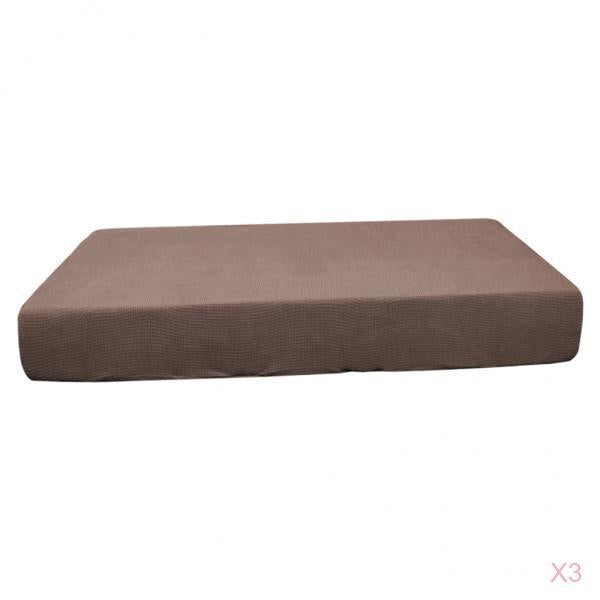 2/3/4pcs Stretch Spandex Jacquard Sofa Seat Cushion Covers Light Coffee-3pcs